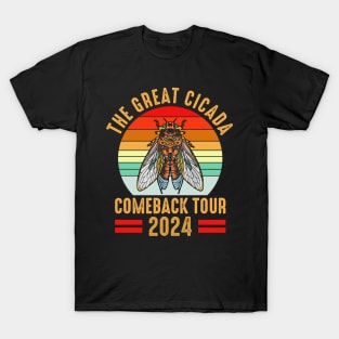 The Great Cicada Comeback Tour 2024 Vintage Background T-Shirt